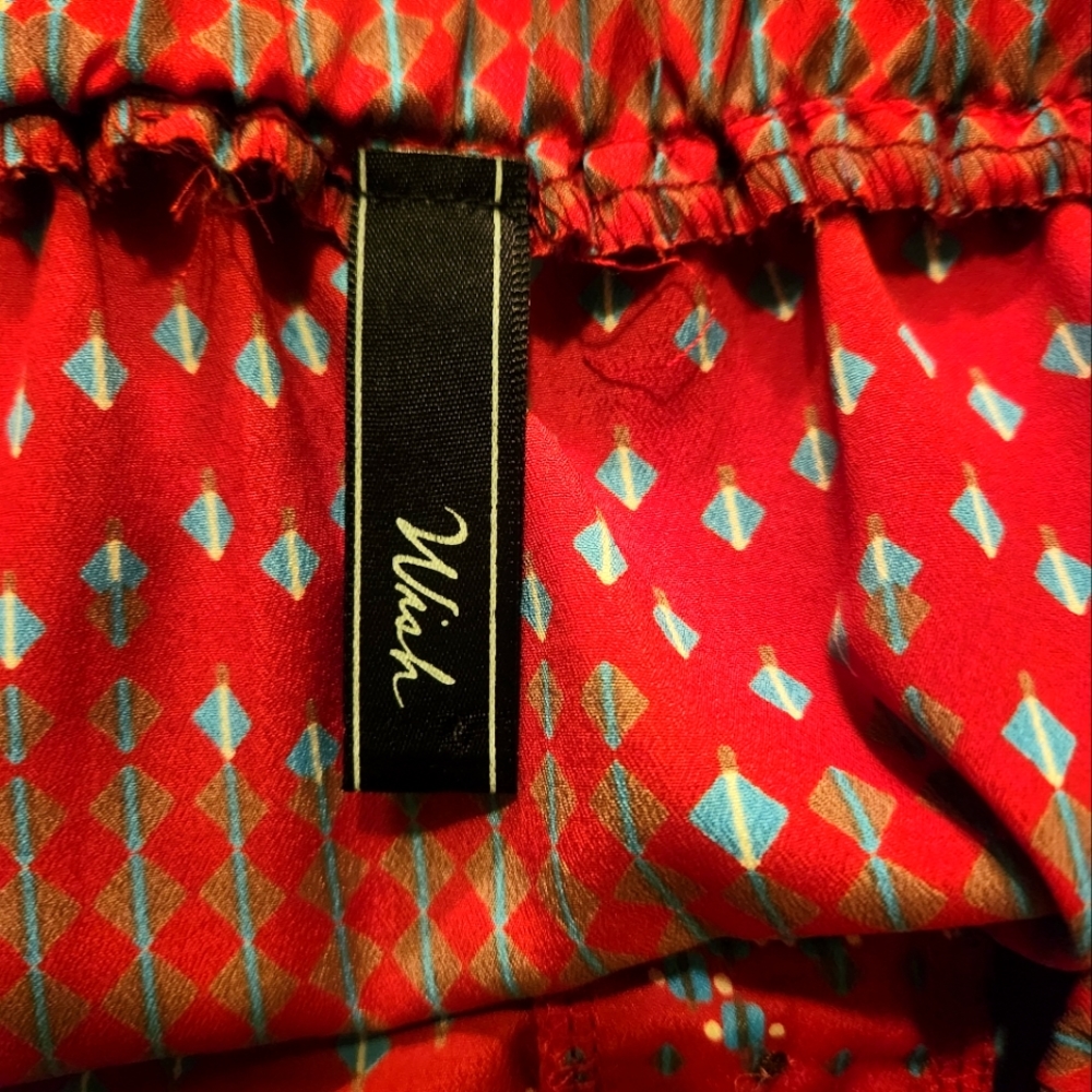 WISH Red Blue Tribal Print Strapless Dress - Picture 3 of 10